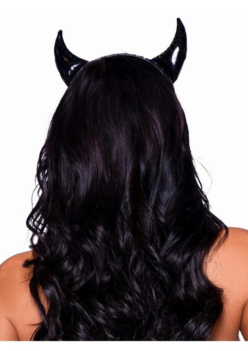 Leg Avenue Vinyl Devil Horns - OS - Black