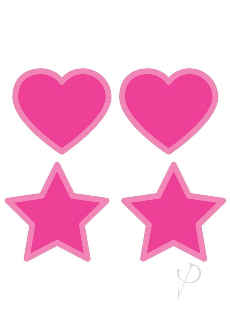 Peekaboo Glow In The Dark Hearts and Stars Pasties - Hot Pink