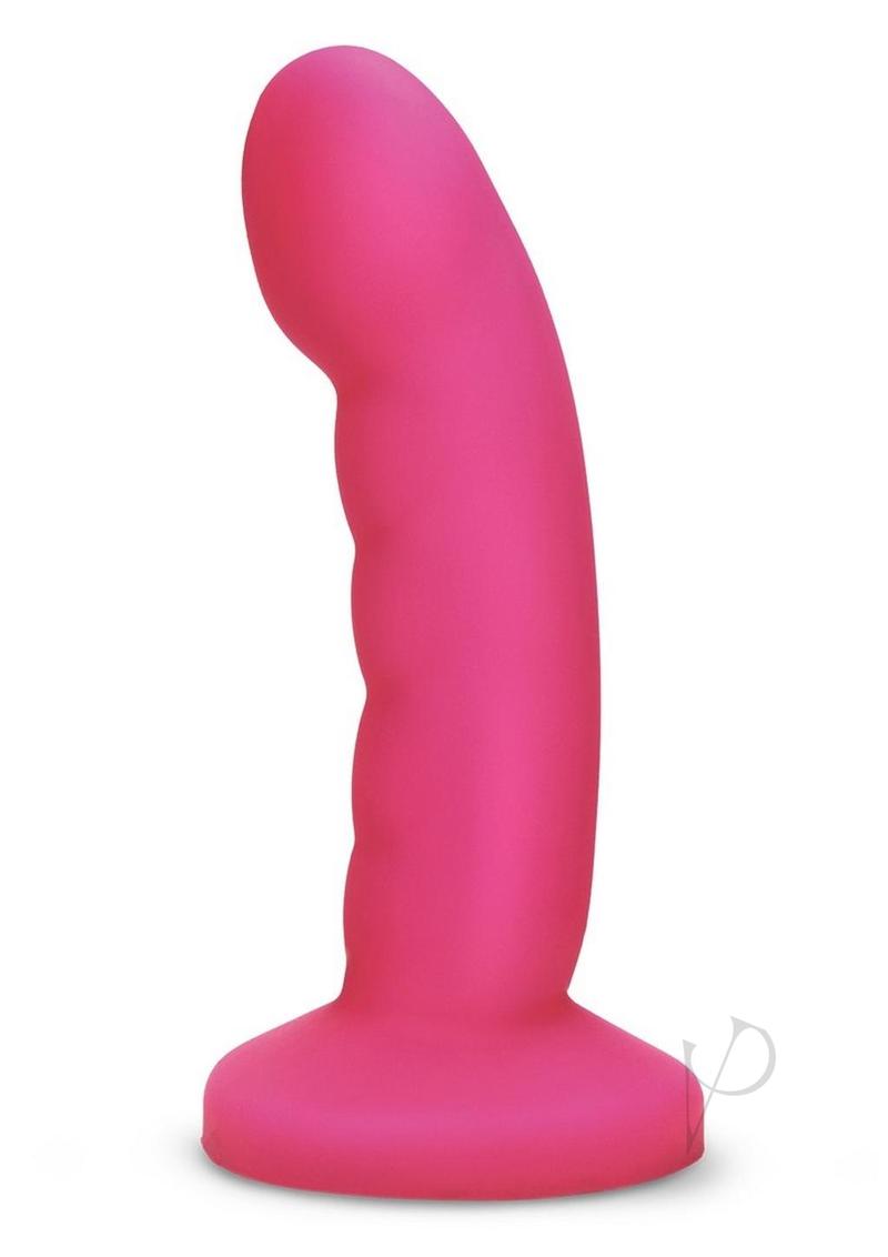 WhipSmart Curved Ripple Silicone Rechargeable Dildo with Remote Control 6in - Hot Pink