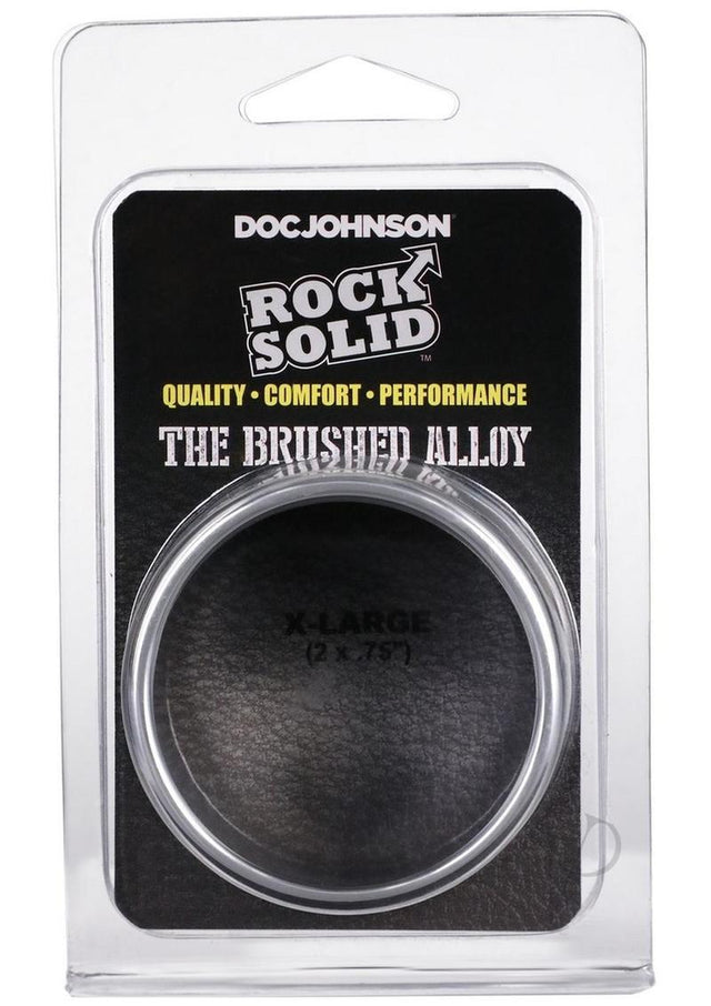 Rock Solid Brushed Alloy Aluminum Cock Ring - XLarge - Silver
