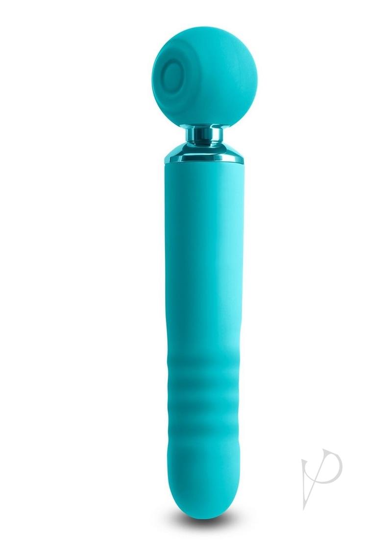 Revel Fae Rechargeable Silicone Vibrator with Clitoral Stimulator - Teal