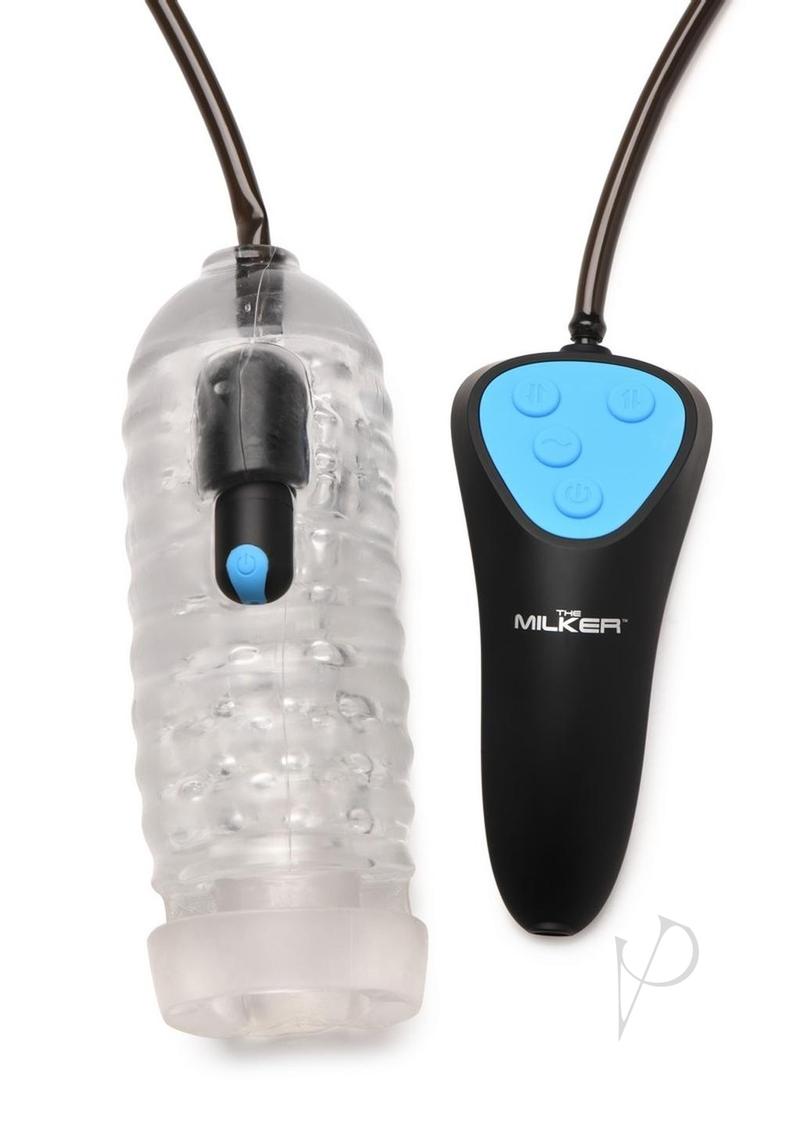 LoveBotz Mini Handheld Rechargeable Milker with Wired Remote Control - Black/Blue/Clear