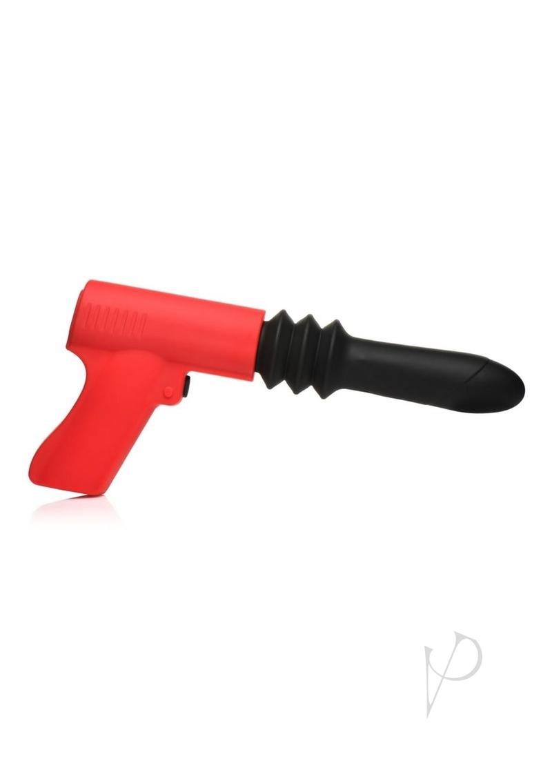 Master Series Thrusting Pistola Rechargeable Silicone Vibrator - Red/Black