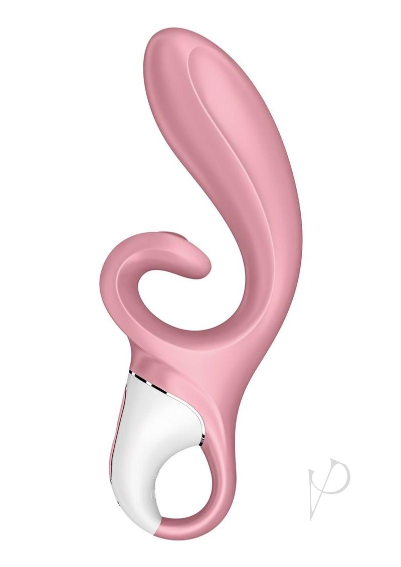 Satisfyer Hug Me Rechargeable Silicone Rabbit Vibrator with Clitoral Stimulation - Pink