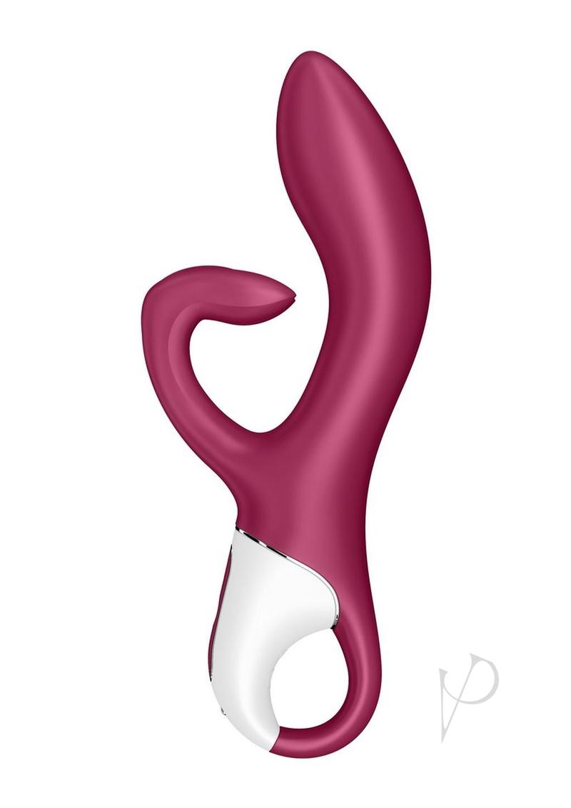 Satisfyer Embrace Me Silicone Rechargeable Rabbit Vibrator with Clitoral Stimulation - Berry