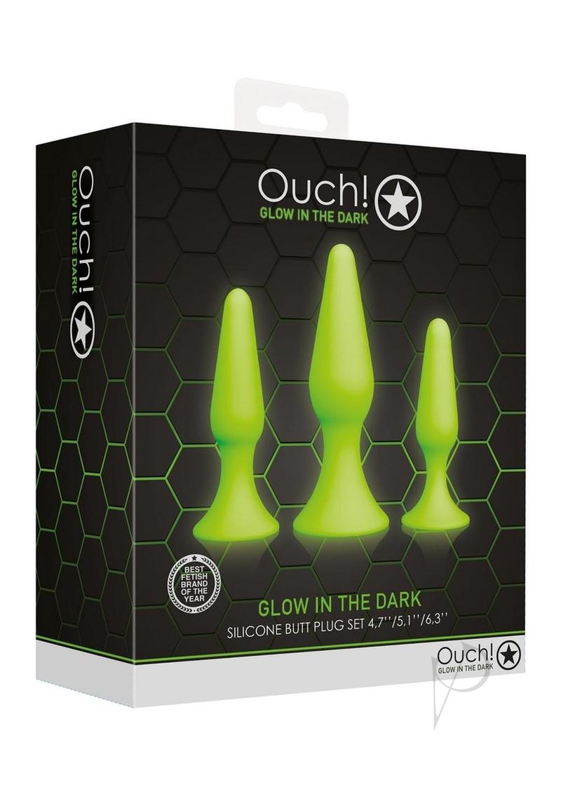 Ouch! Butt Plug Set Glow in the Dark - Green