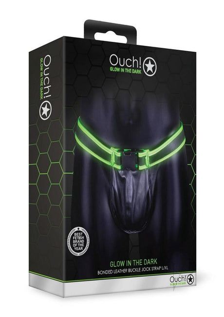 Ouch! Buckle Jock Strap Metal Glow in the Dark - Large/XLarge - Green