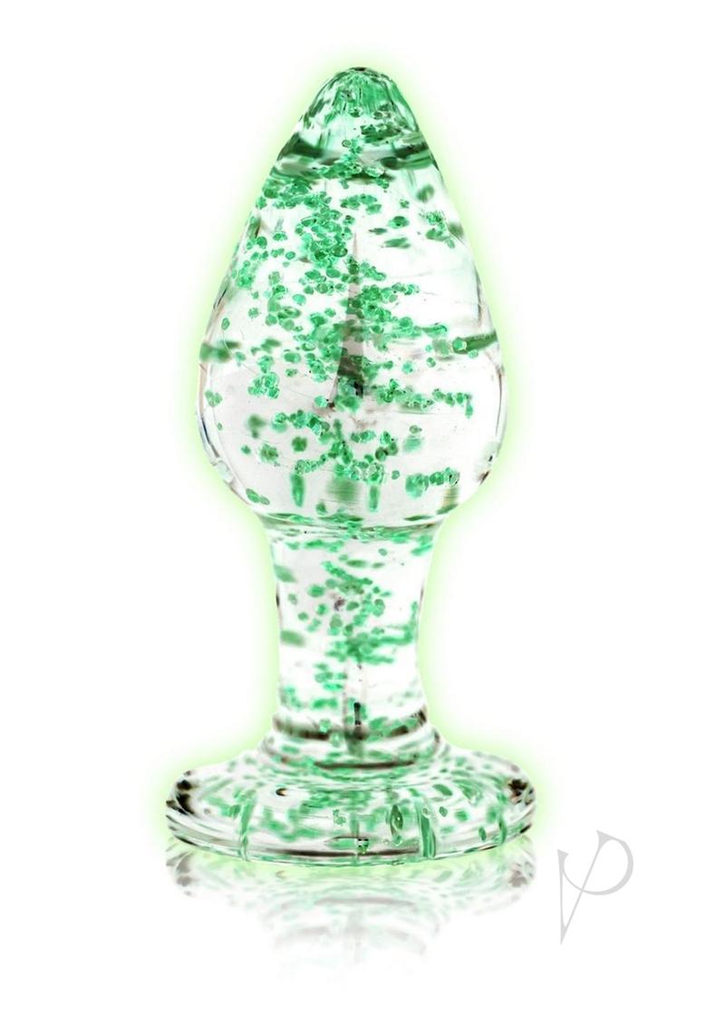 Ouch! Glass Butt Plug Glow in the Dark - Medium - Green