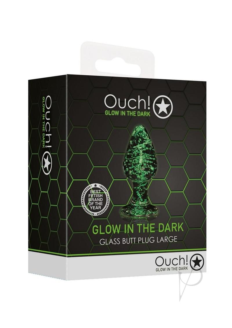 Ouch! Glass Butt Plug Glow in the Dark - Large - Green
