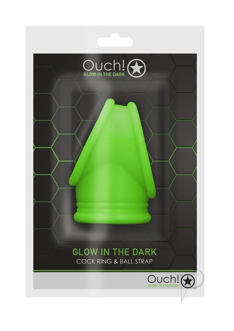 Ouch! Cock Ring and Ball Strap Silicone Separator Glow in the Dark - Green