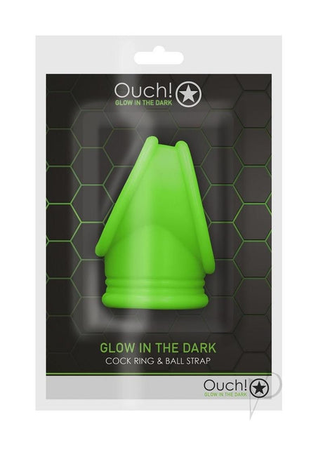 Ouch! Cock Ring and Ball Strap Silicone Separator Glow in the Dark - Green