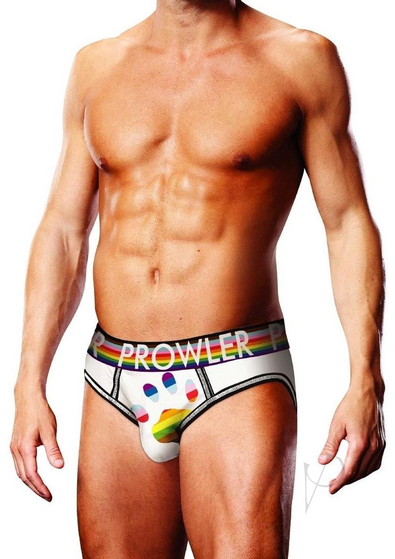 Prowler White Oversized Paw Open Brief - XXL - White/Rainbow