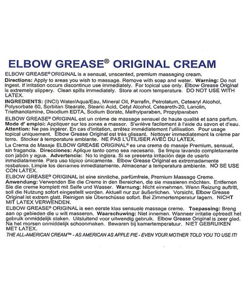Elbow Grease Original Oil Cream Lubricant 9oz