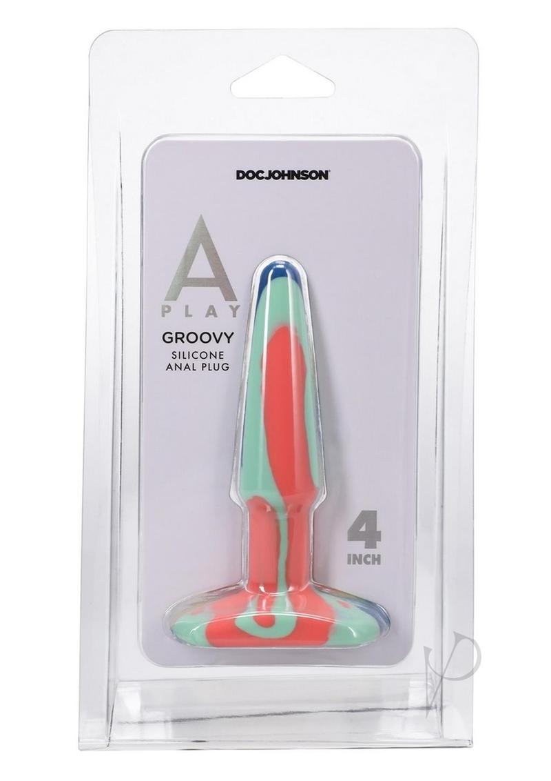 A-Play Groovy Silicone Anal Plug 4in - Orange/Teal