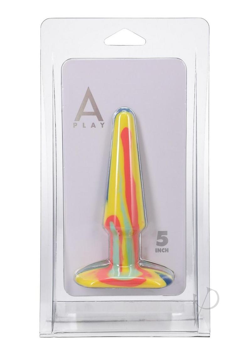 A-Play Groovy Silicone Anal Plug 5in - Orange/Teal