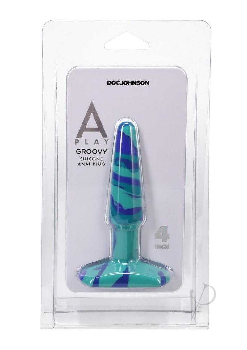 A-Play Groovy Silicone Anal Plug 4in - Blue