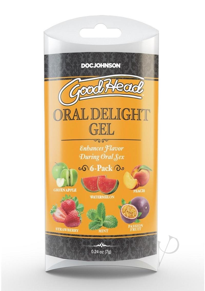 GoodHead Oral Delight Gel .24oz (6 Pack) - Assorted Green Apple, Mint, Peach, Strawberry, Watermelon, Passion Fruit