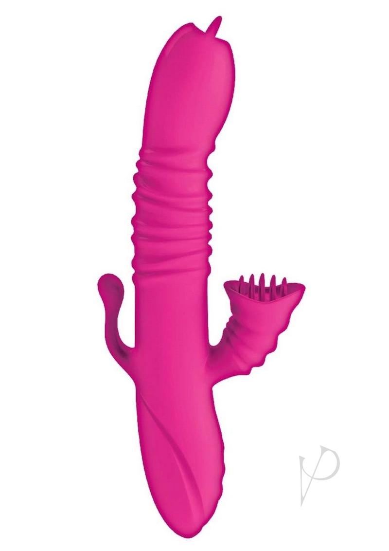 Passion Dual Massager Heat Up Rechargeable Silicone Triple Stimulation Rabbit Vibrator - Pink