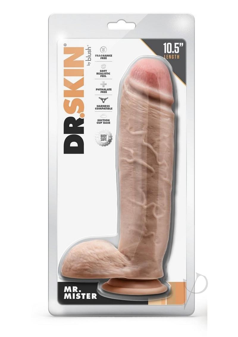 Dr. Skin Silver Collection Mr. Mister Dildo with Balls and Suction Cup 10.5in - Vanilla