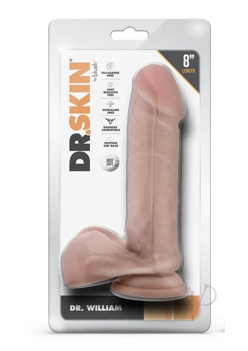 Dr. Skin Silver Collection Dr. William Dildo with Balls and Suction Cup 8in - Vanilla