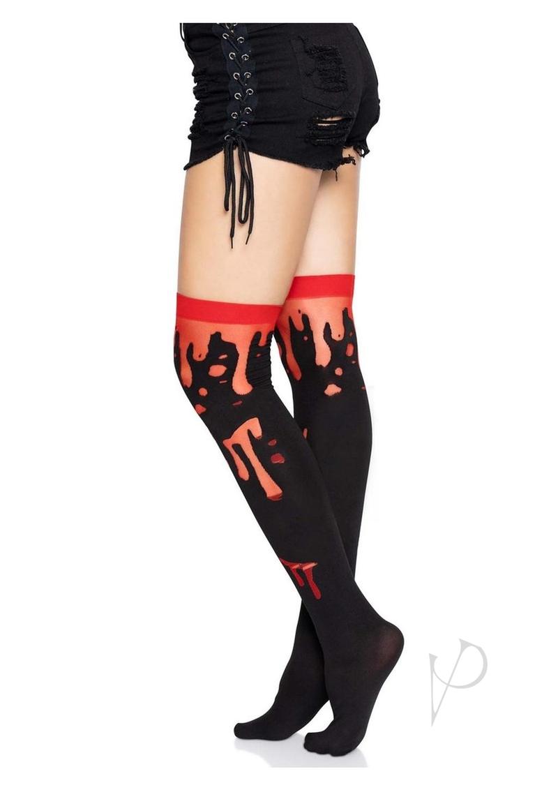 Leg Avenue Splatter Thigh Highs - OS - Red