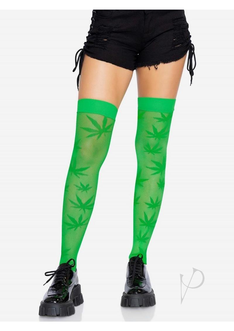 Leg Avenue 420 Net Thigh High - OS - Green