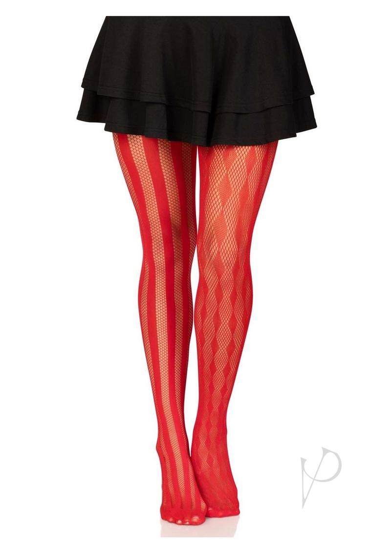 Leg Avenue Harlequin Net Tights - OS - Red