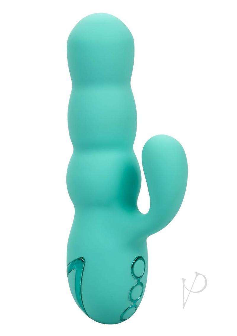 California Dreaming Del Mar Rechargeable Silicone Rabbit Vibrator - Teal