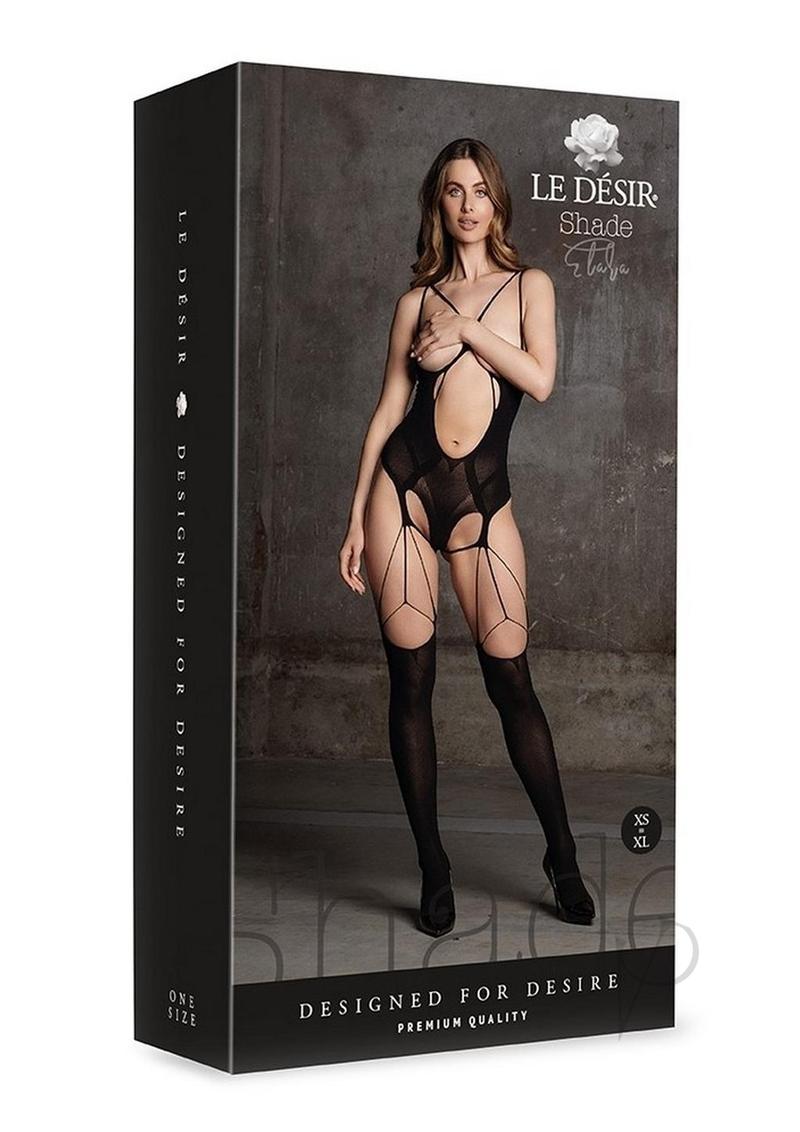 Le Desir Shade Elara VII Bodystocking with Open Cups - O/S - Black