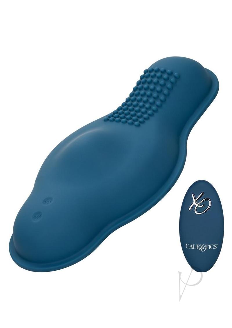 Dual Rider Rechargeable Silicone Bump and Grind Vibrator with Remote Control - Blue