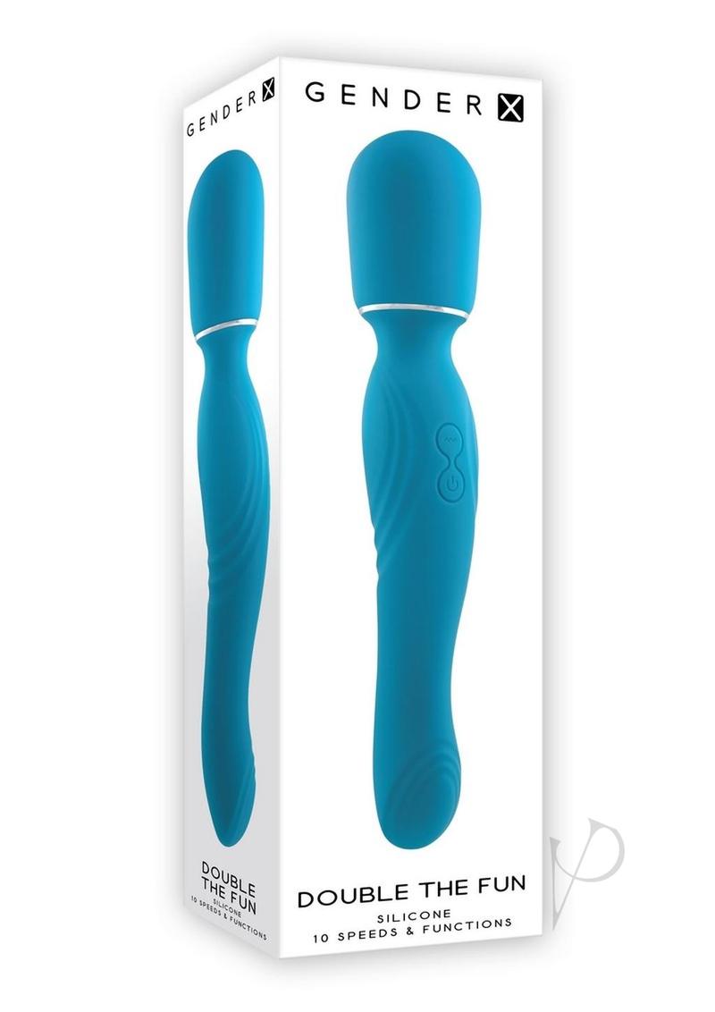Gender X Double the Fun Rechargeable Silicone Dual End Wand - Teal