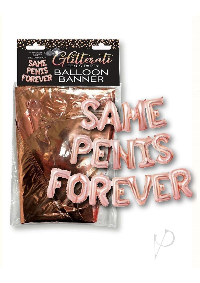Glitterati Same Penis Balloon Banner - Rose Gold/Black