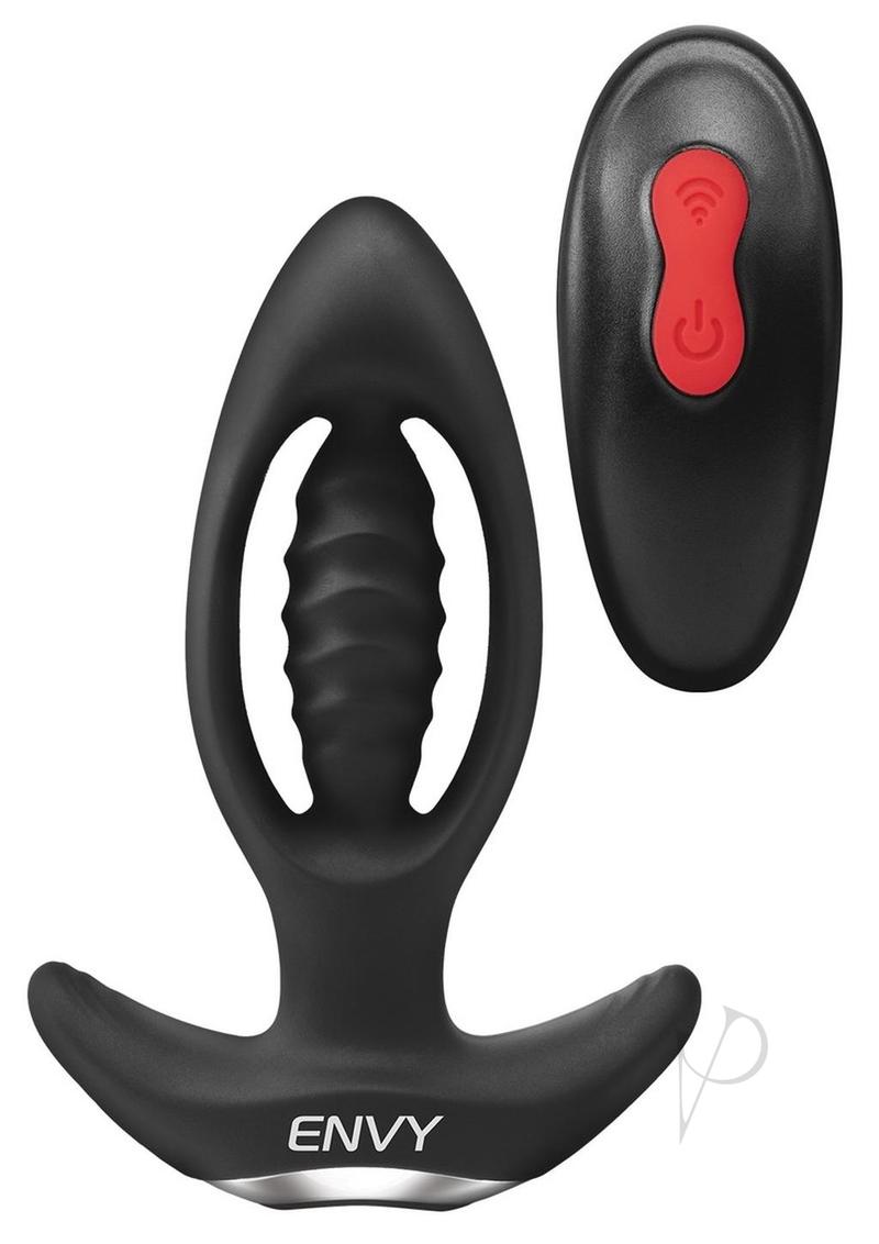 Envy Toys Enticer Rechargeable Silicone Expander Butt Plug with Remote Control - Black