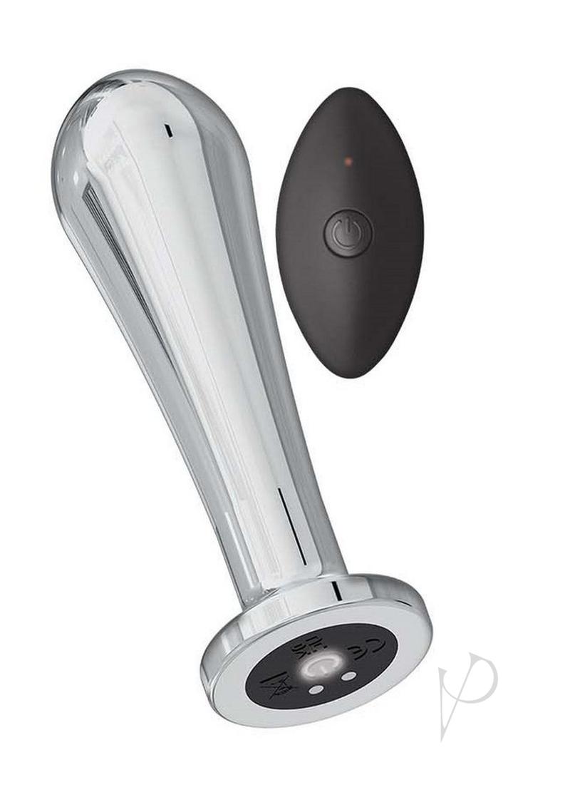 Ass-Sation Vibrating Metal Anal Bulb with Remote Control - Silver