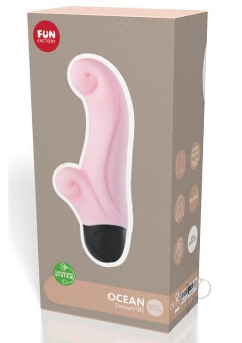 Ocean Silicone Deluxe Vibrator with Clitoral Stimulator - Baby Rose Pink