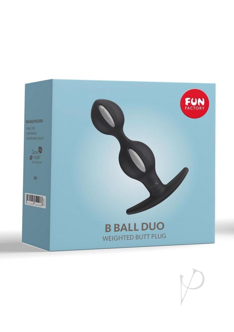 B Ball Duo Silicone Weighted Butt Plug - Black/Grey
