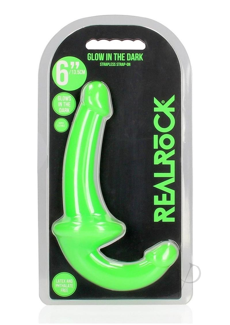 RealRock Strapless Strap-On Glow in the Dark Dildo 6in - Green