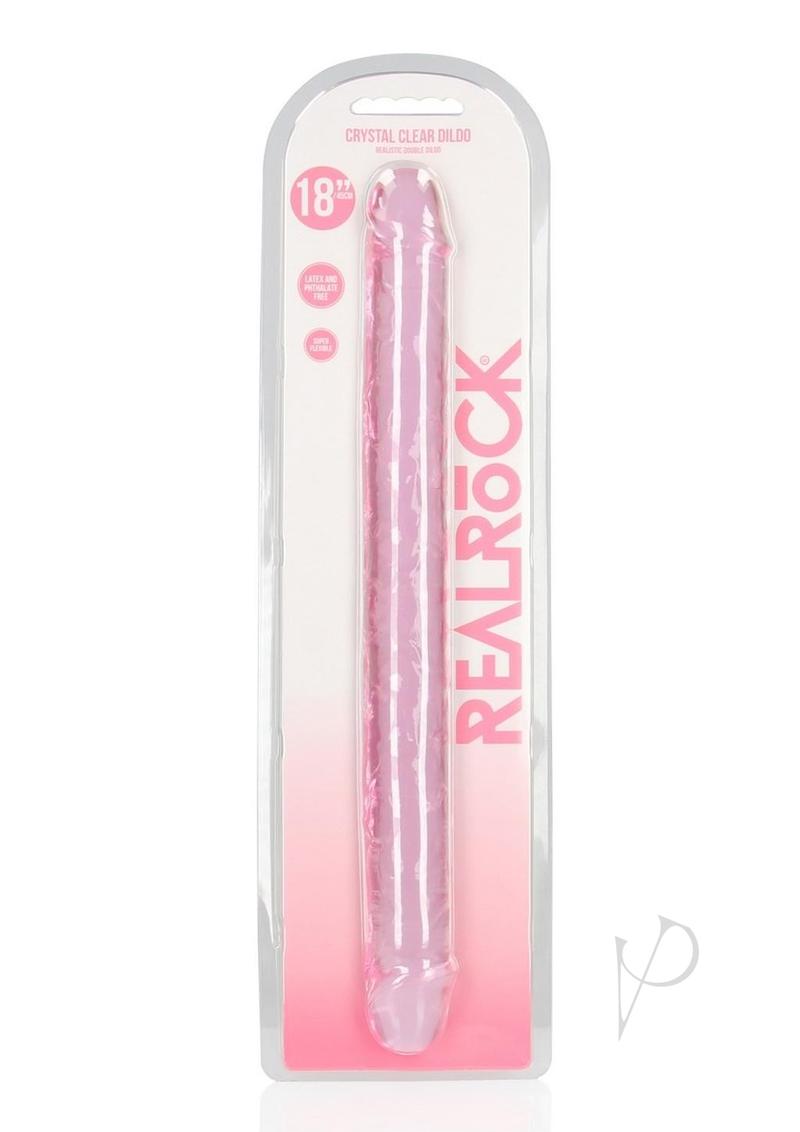 RealRock Crystal Clear Double Dong 18in - Pink