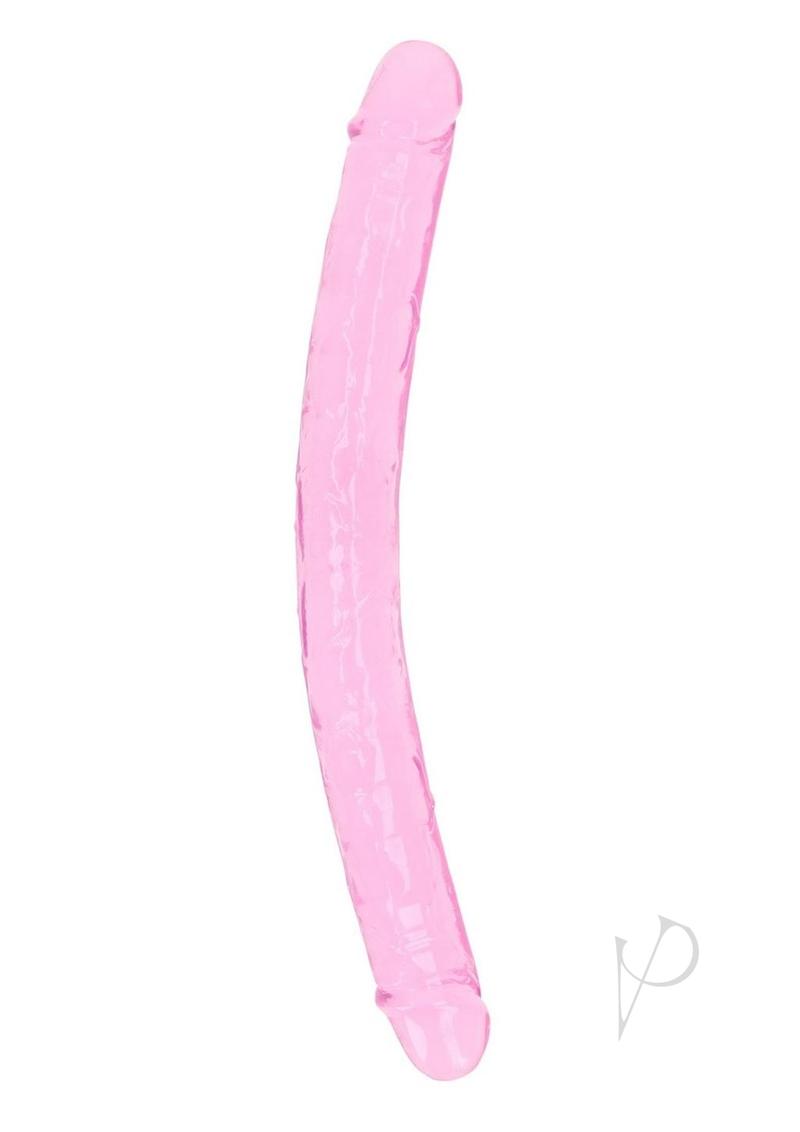 RealRock Crystal Clear Double Dong 18in - Pink