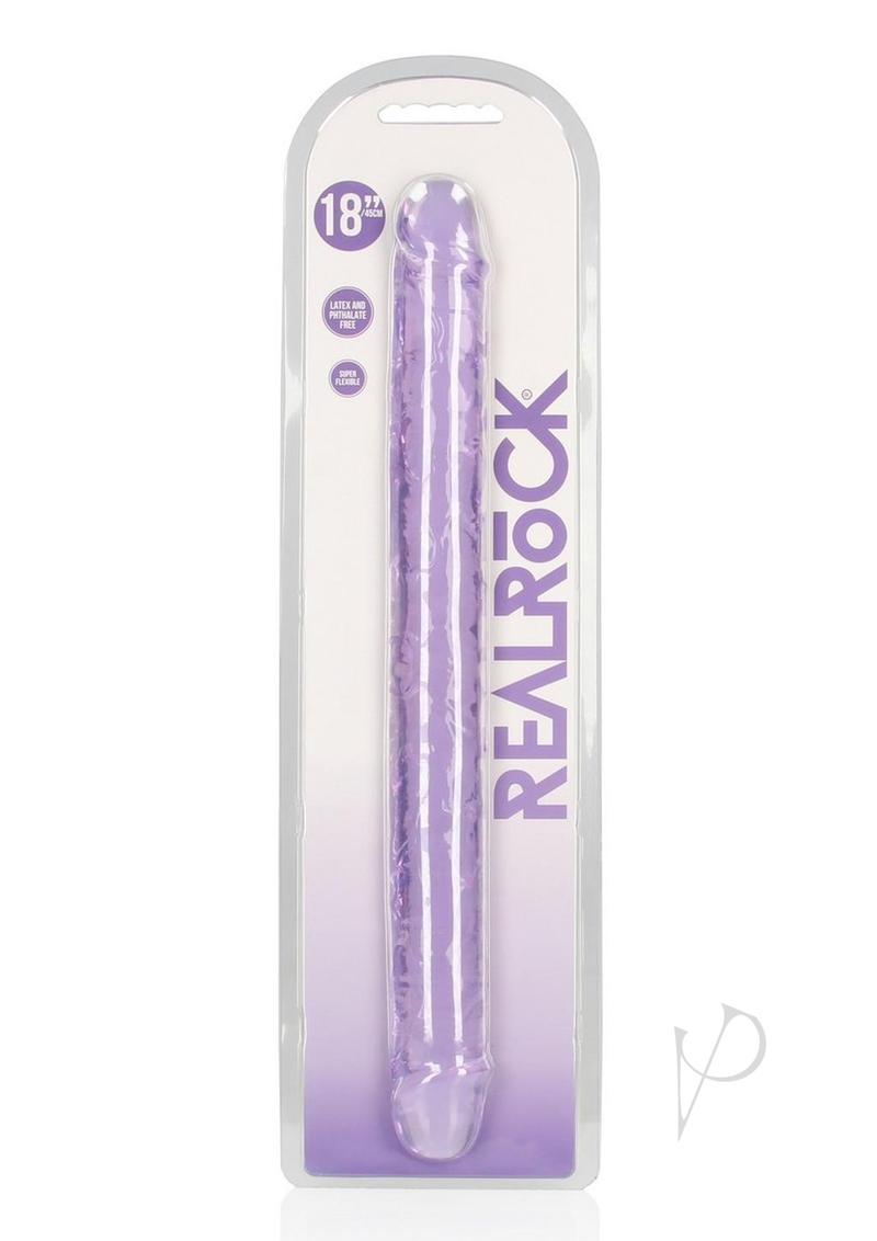 RealRock Crystal Clear Double Dong 18in - Purple