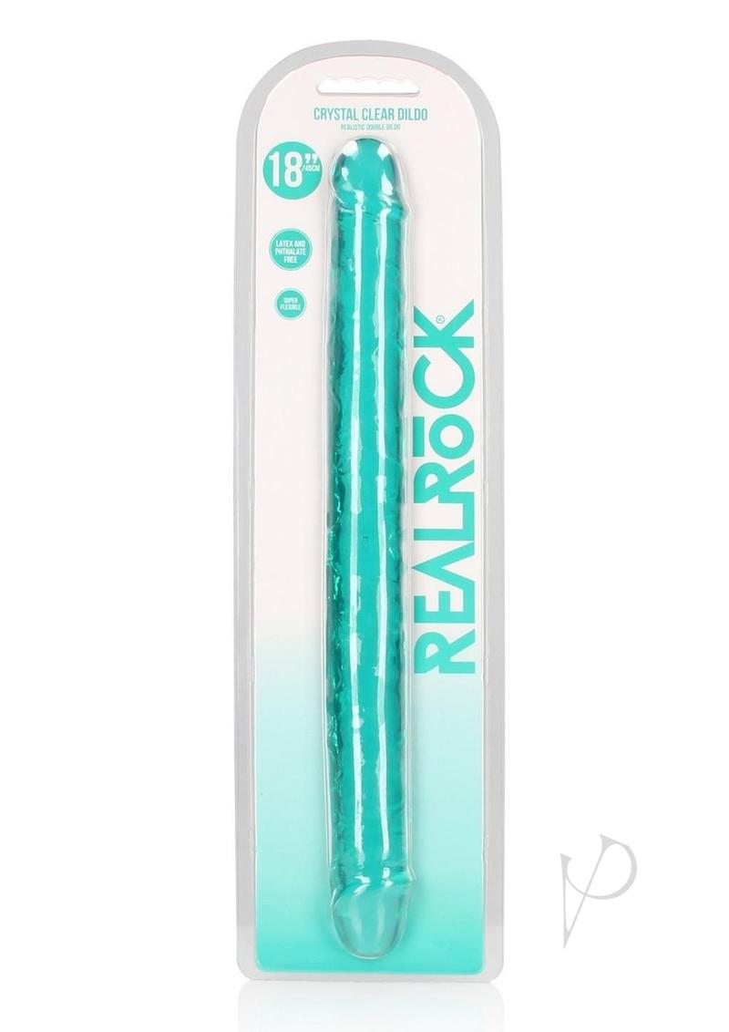 RealRock Crystal Clear Double Dong 18in - Turquoise