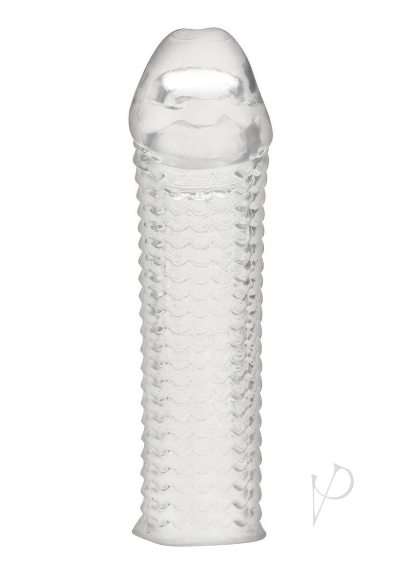 Blue Line Clear Textured Penis Enhancing Sleeve Extension 6.5in - Clear