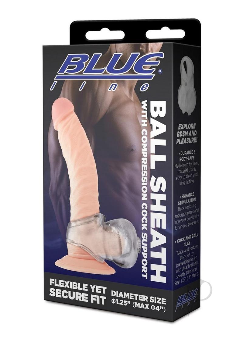 Blue Line Ball Sheath with Compression Cock Support - Clear