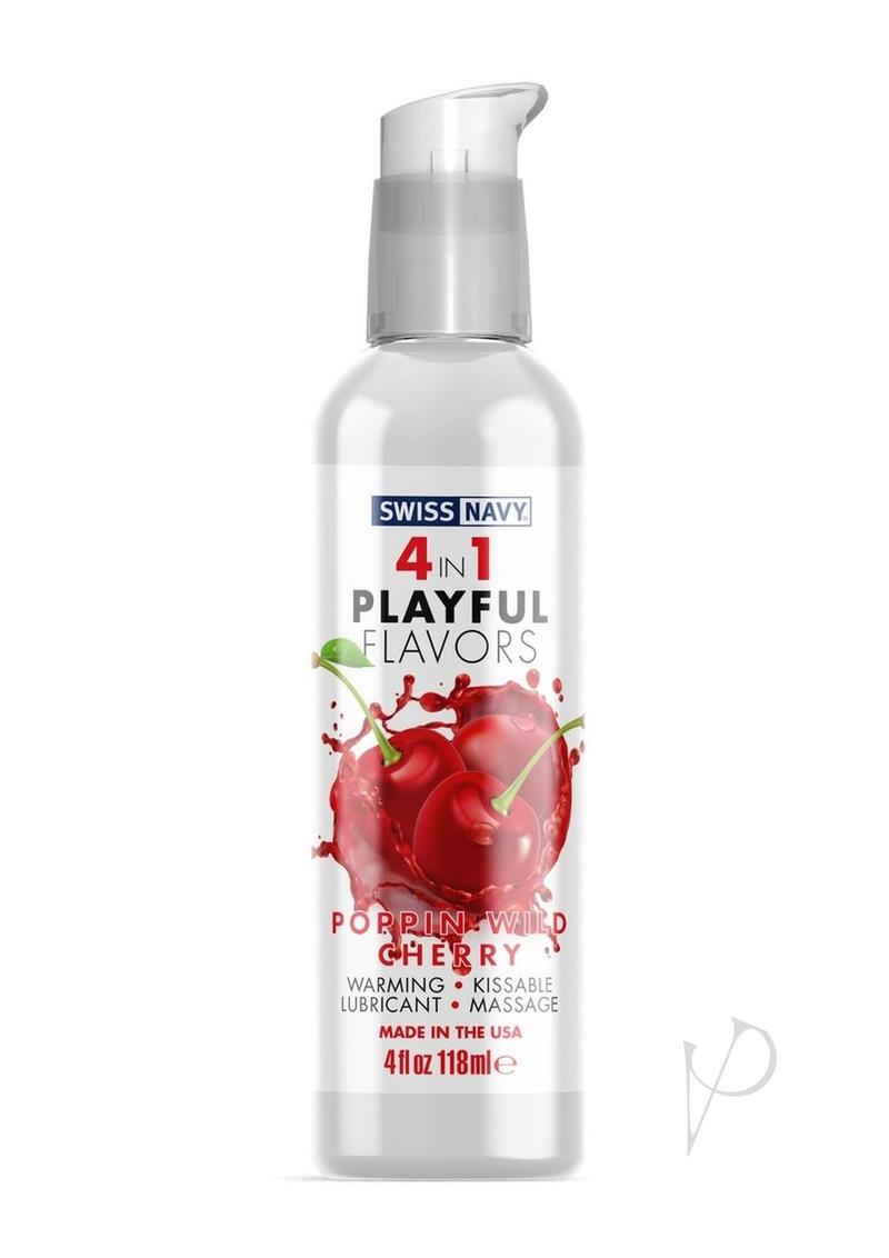 Swiss Navy 4 In 1 Flavored Lubricant 4oz - Poppin Wild Cherry