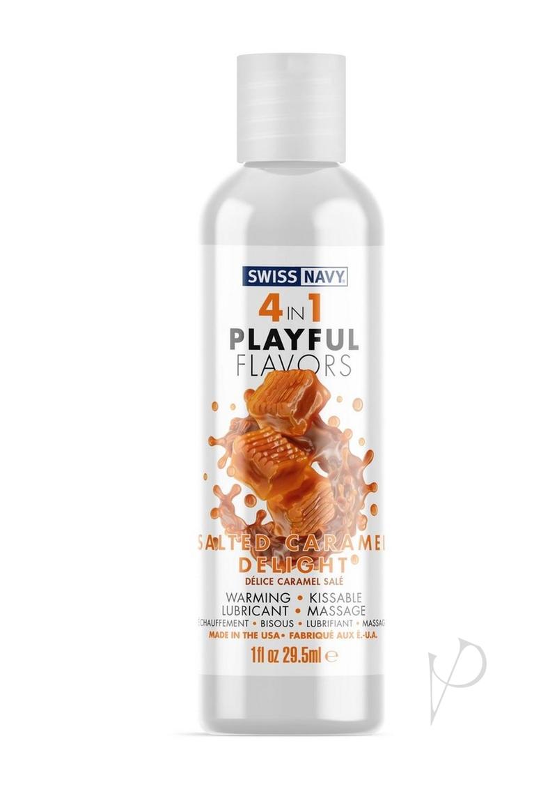 Swiss Navy 4 In 1 Flavored Lubricant 1oz - Salted Caramel Delight