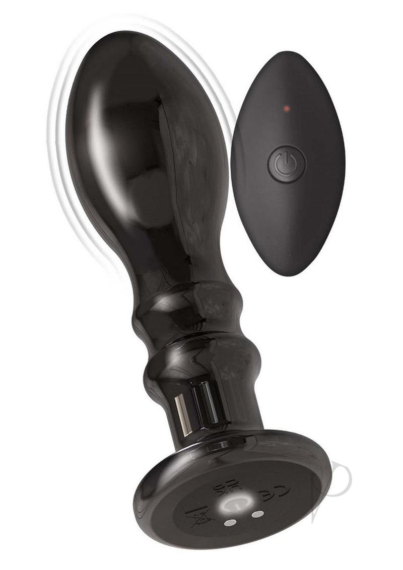 Ass-Sation Rechargeable Vibrating Metal Anal Pleaser with Remote Control - Black