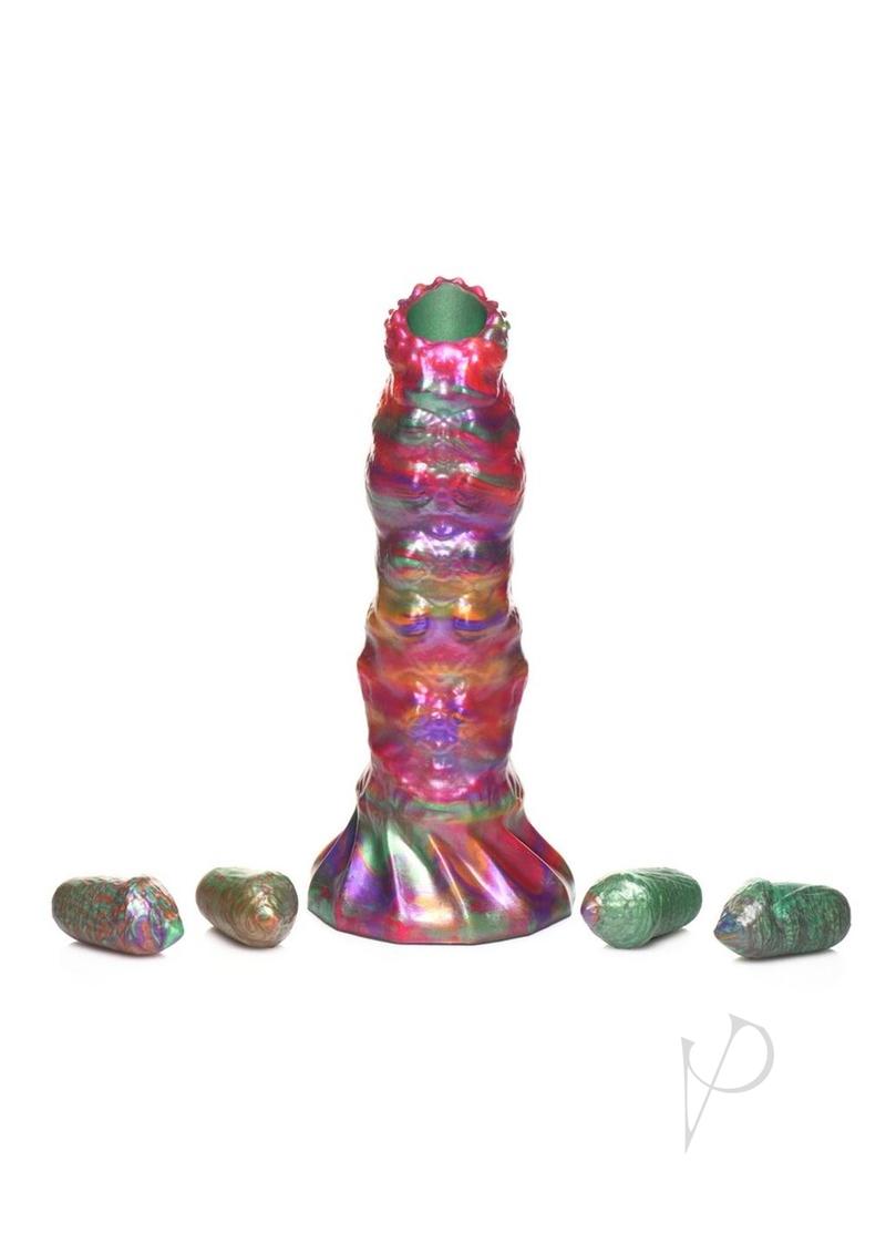 Creature Cocks Larva Silicone Ovipositor Dildo with Eggs - Multicolor