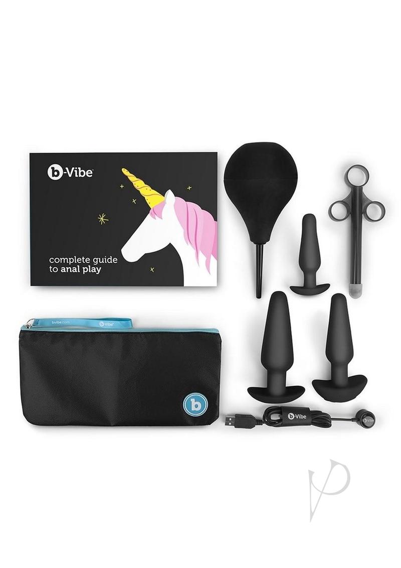 B-Vibe Anal Education Set Rechargeable Silicone Anal Play - Black