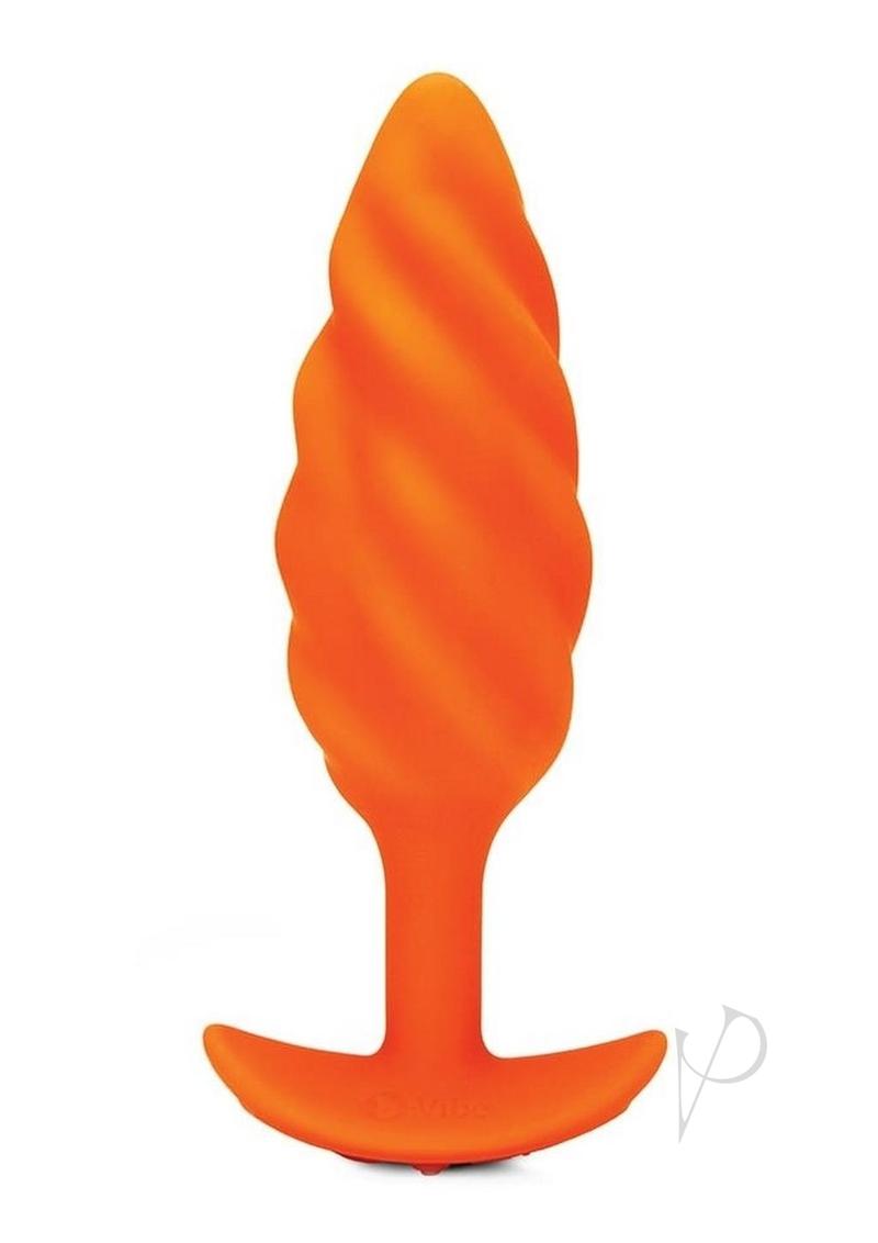B-Vibe Swirl Textured Rechargeable Silicone Anal Plug - Orange