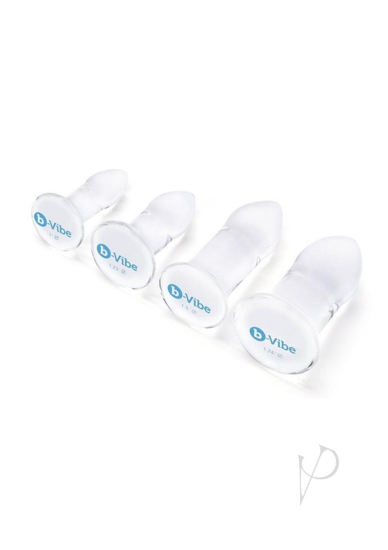 B-Vibes Anal Dilators Glass Plug Set (4 per Set) - Clear